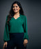 Side smocking done solid green top